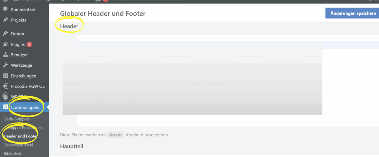 WordpressHeader bearbeiten Design anpassen und Code einfügen